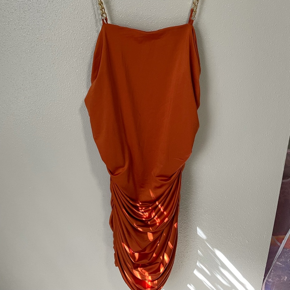 Orange Ruched Dress - Picture 2 of 2